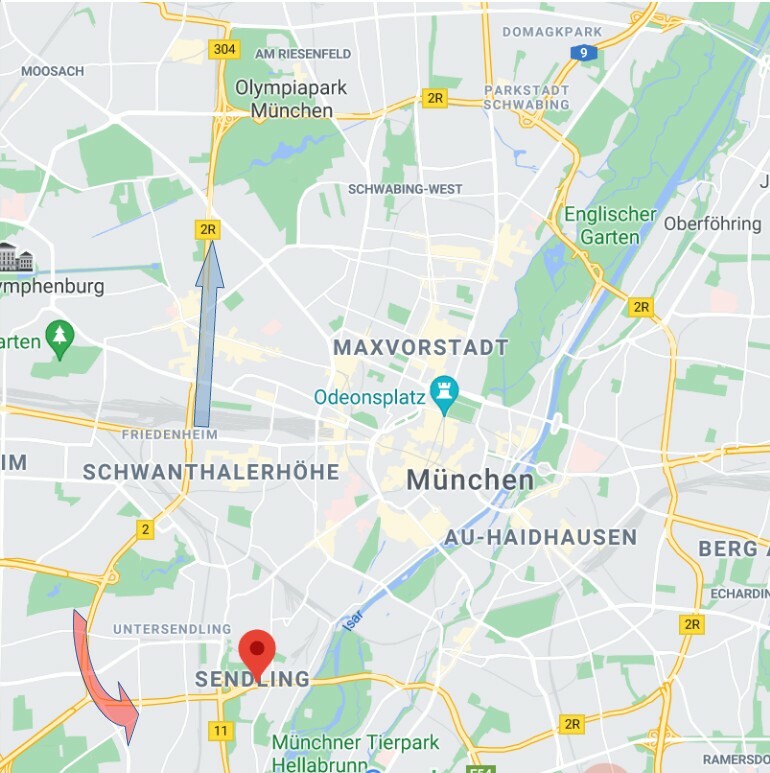 Karte des Mittleren Rings in München