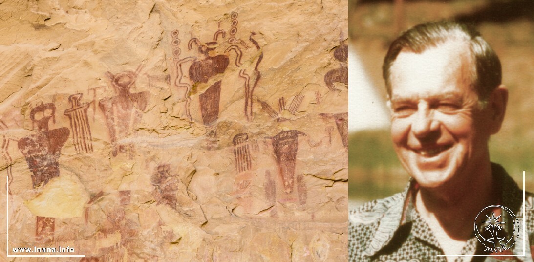 Höhlenmalereien und Portrait von Joseph Campbell