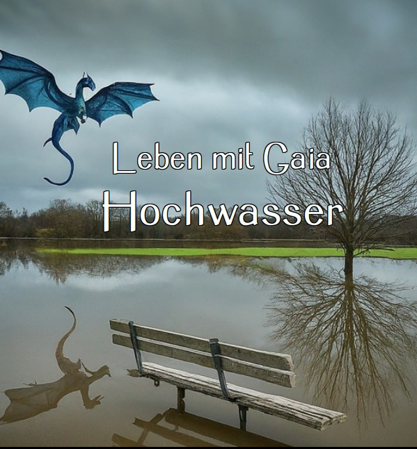 Drache über überflutetem Gebiet