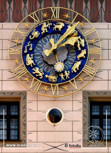 Turmuhr des Alten Rathauses in München mit Zodiak